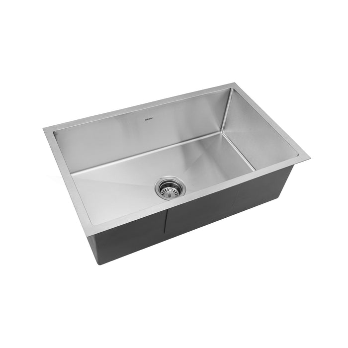 Stainless Steel Grade 304 Sink for Kitchen, Single Bowl Handmade Sink 30x18x9 inches, Matte Finish (KS-SH30189SBM)