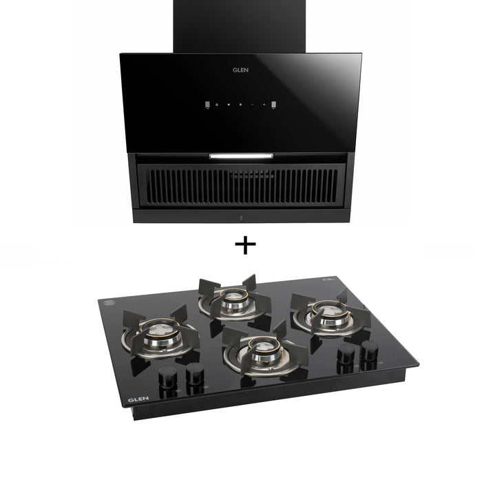 4 Burner Built-in Glass Hobtop Auto Ignition (1065XROHTDB) + Chimney 60cm 1200m3h (CH6064AC60)