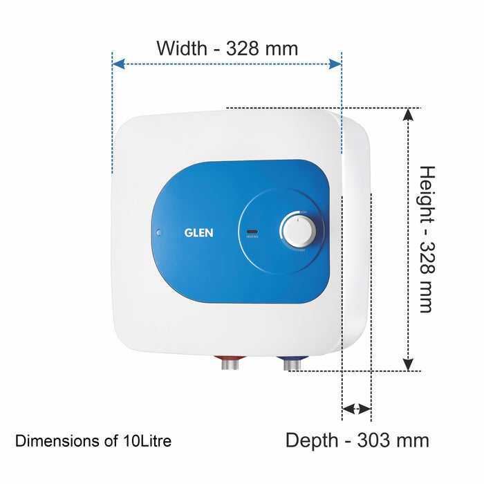 Water Heater 2000W 8 Bar Pressure Glasslined Element and Tank, Temperature control (7054) - 10L/15L/25L