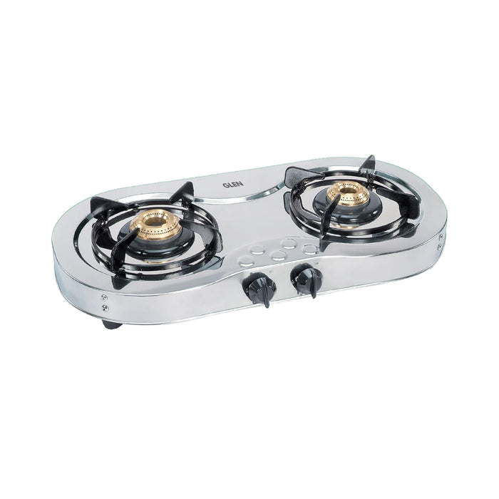 2 Burner Stainless Steel  Gas Stove with Brass Burner (1025 SS)