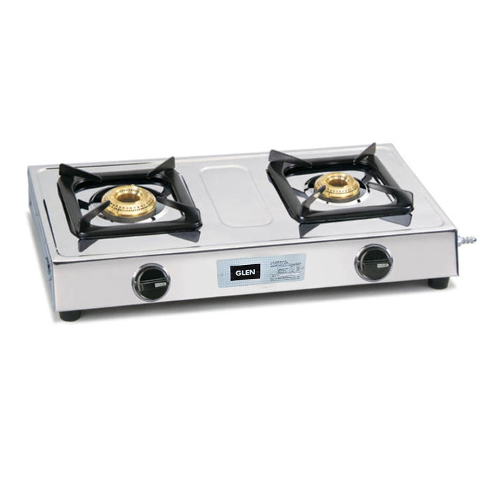 2 Burner Stainless Steel  Gas Stove with Brass Burner (1020 SS BB)