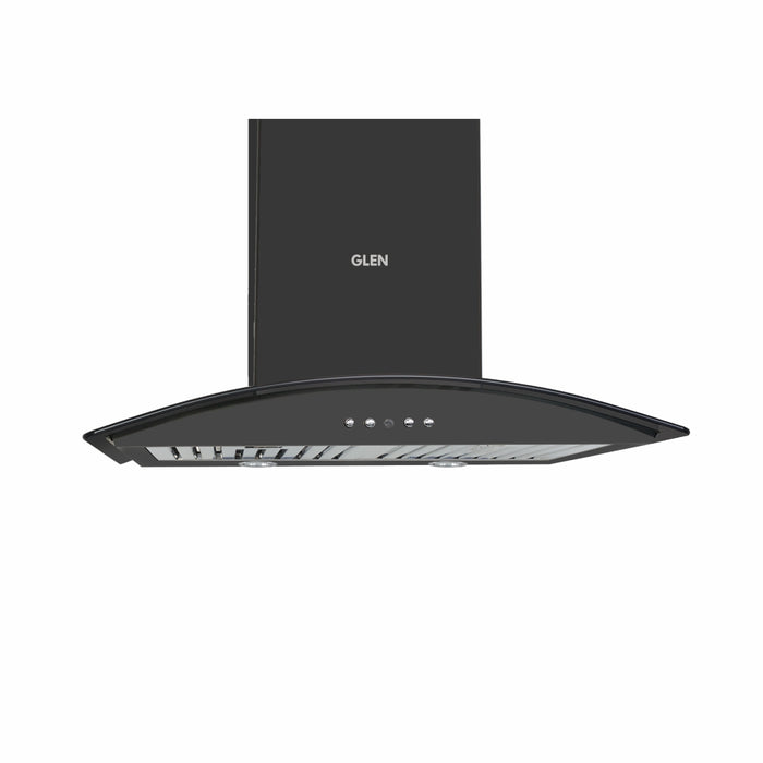 Electric Kitchen Chimney, Curved Glass SS Baffle filters 60cm 1100 m³/h - Black (6071 IN BLK)