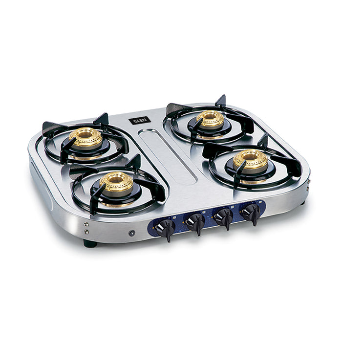 4 Burner  Stainless Steel Gas Stove with Brass Burner (1044 SS) - Manual