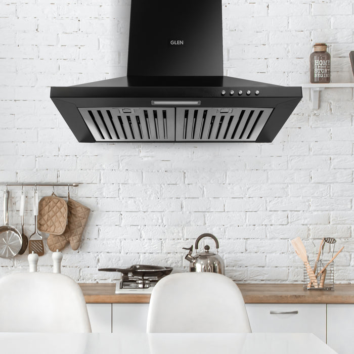 Electric Kitchen Chimney, Pyramid Shape SS Baffle filters 60cm 1100 m³/h - Black (6050 IN BLK)