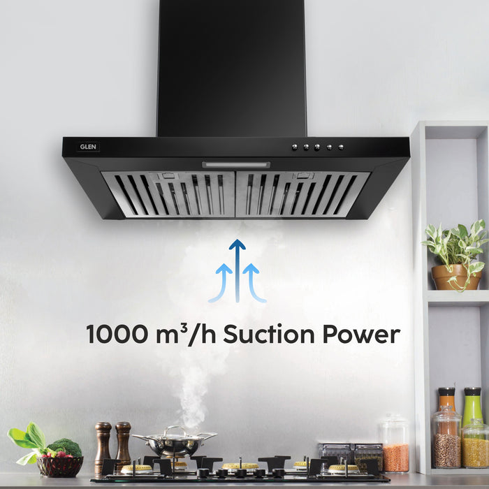 Electric Kitchen Chimney, T Shape Baffle filters 60cm 1000 m3/h -Black (CH6052JUBLK60BF)