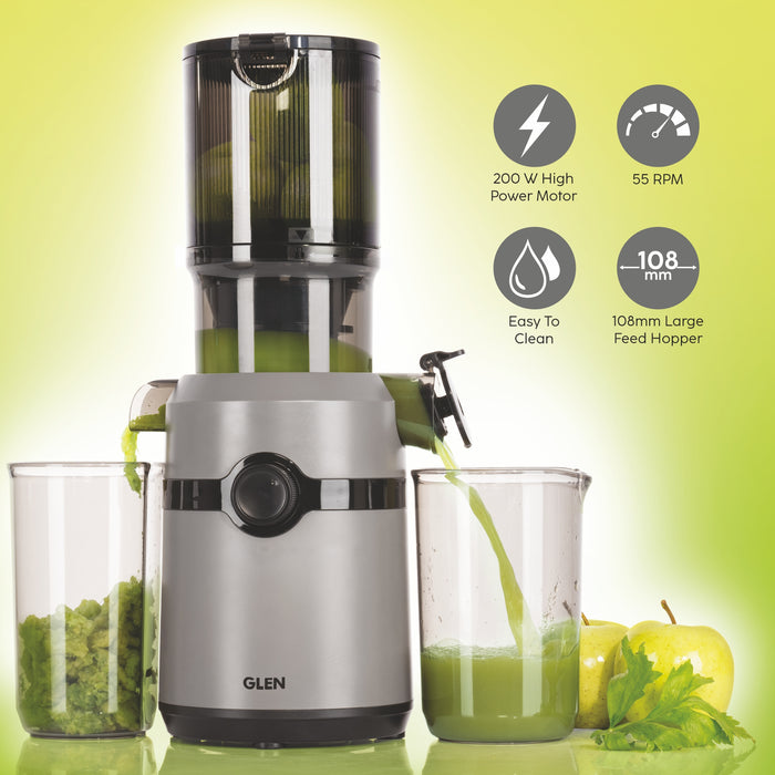 Hopper Slow Juicer 108mm Large Feed, Juice and Pulp containers, Low Noise 200W (SA-4015HSJ)