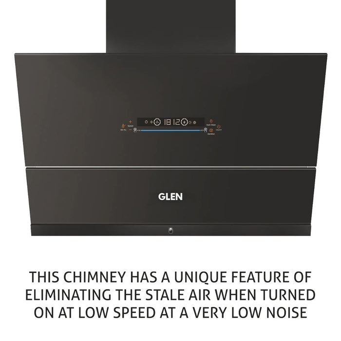 Auto Clean Glass Filterless Chimney with Inverter Technology, BLDC Motor 60/75/90cm 1400 m3/h -Black (6074 AC)