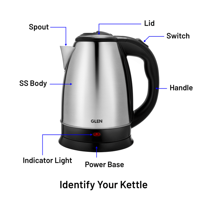 Electric Kettle 1.8 Litre Stainless Steel with 360° Rotational Base, 1500 W - Silver (9002)