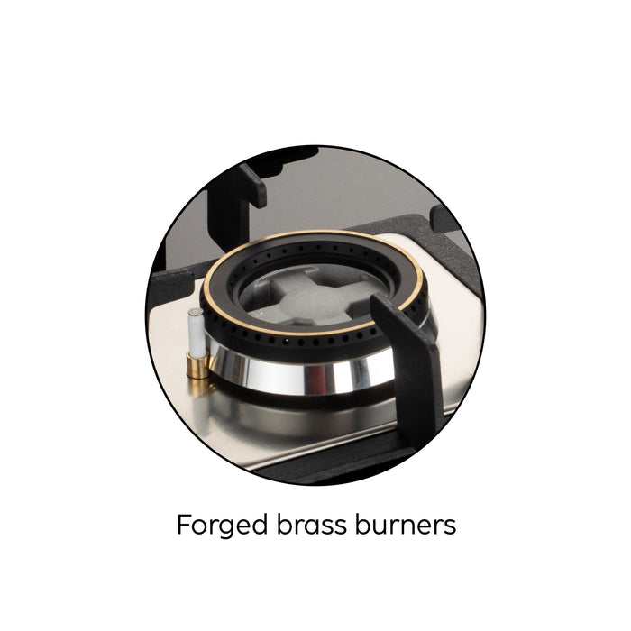 3 Burner Built in Glass Hob with Double Ring Forged Brass Burner Auto Ignition (1063 SQ DB)