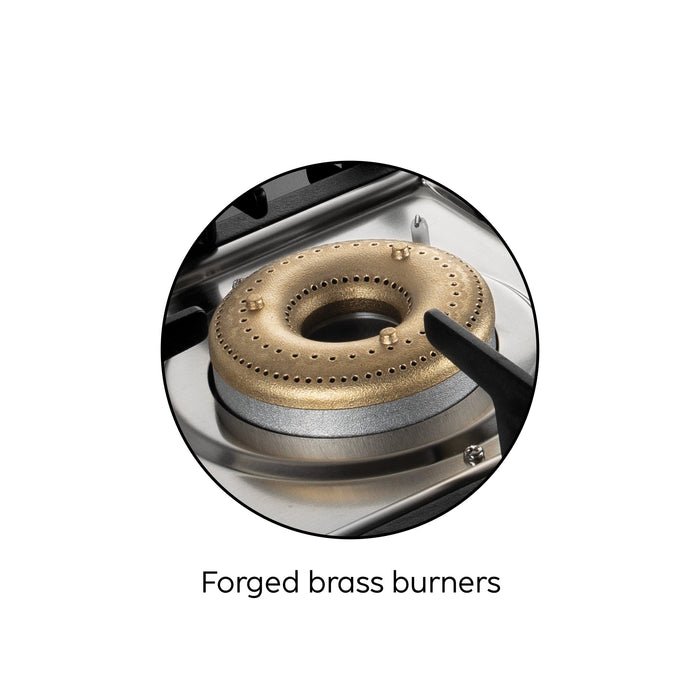 4 Burner Ultra Slim Mirror Glass Gas Stove 1 High Flame 3 Forged Brass Burner - Manual / Auto Ignition (1047 US MI)