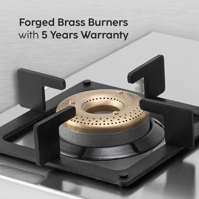 4 Burner Ultra Tuff Stainless Steel Gas Stove with Forged Brass Burner - Manual/Auto Ignition (1054 UT SS)