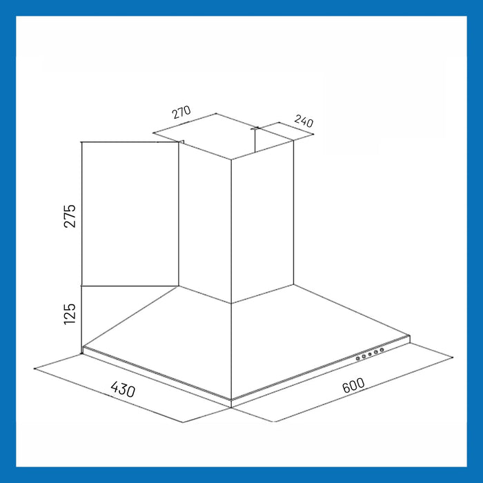 Electric Kitchen Chimney, Pyramid Shape SS Baffle filters 60cm 1100 m³/h - (6050 IN SS)