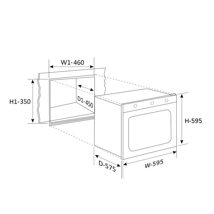 Built in Gas Oven 75L with Turbo Fan - Works on LPG (BO-664BLGAS)