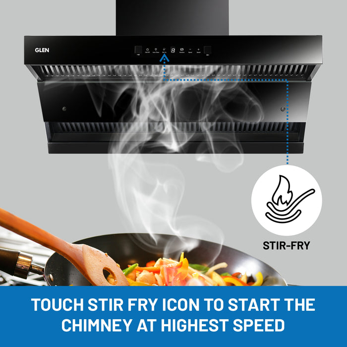 Auto Clean Chimney with Double Draft Suction and Heat Sensor, BLDC Motor 60/75/90cm 1600 m3/h - Black (CH 6076 HSR DC AC)