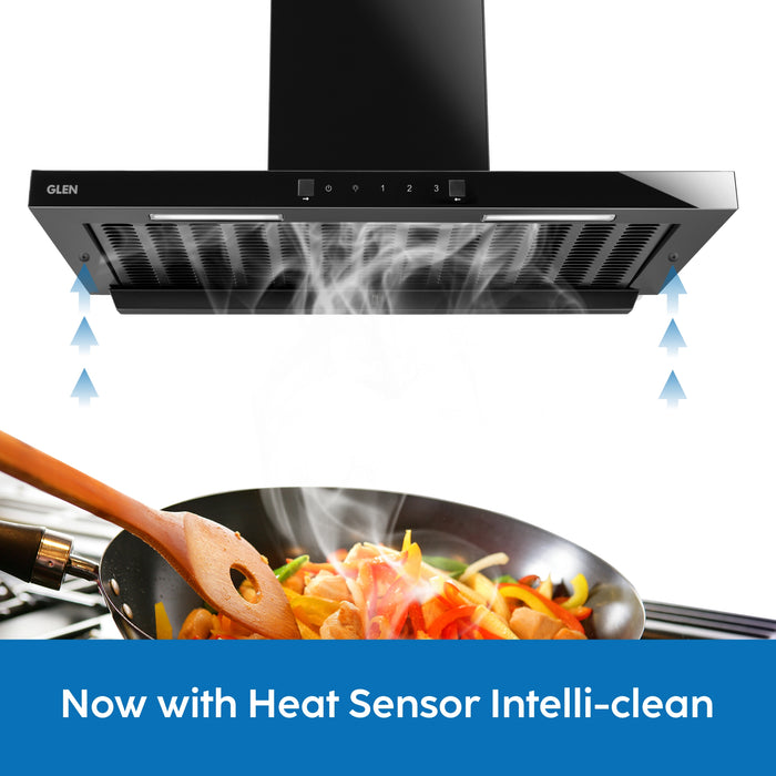 Auto Clean Filterless Chimney with Heat Sensor, 60/76/90cm 1400 m3/h - Black (CH 6055 BL MS AC)