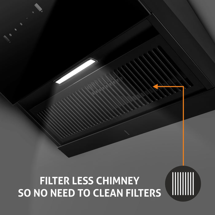 Auto Clean Glass Filterless Chimney with Motion Sensor 1200 m3/h 60/90cm (CH6064AC)