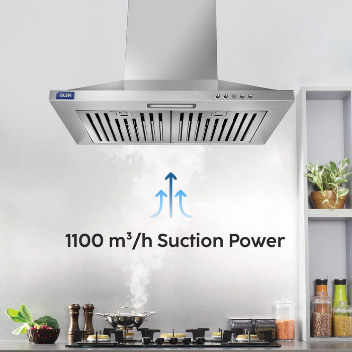 Electric Kitchen Chimney, Pyramid Shape SS Baffle filters 60cm 1100 m³/h - (6050 IN SS)