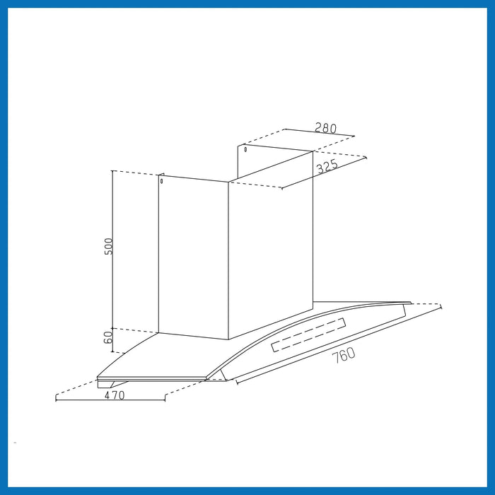 Auto Clean Curved Glass Chimney with Inverter Technology, BLDC Motor 1400 m³/h - 60/76/90cm (6069 BL BLDC AC )