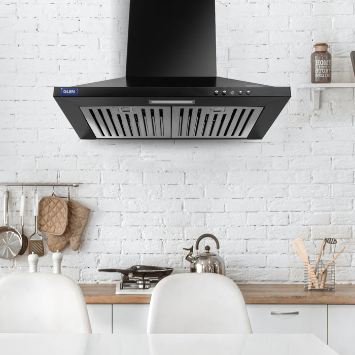 Electric Kitchen Chimney, Pyramid Shape SS Baffle filters 60cm 1100 m³/h - Black (6050 IN BLK)