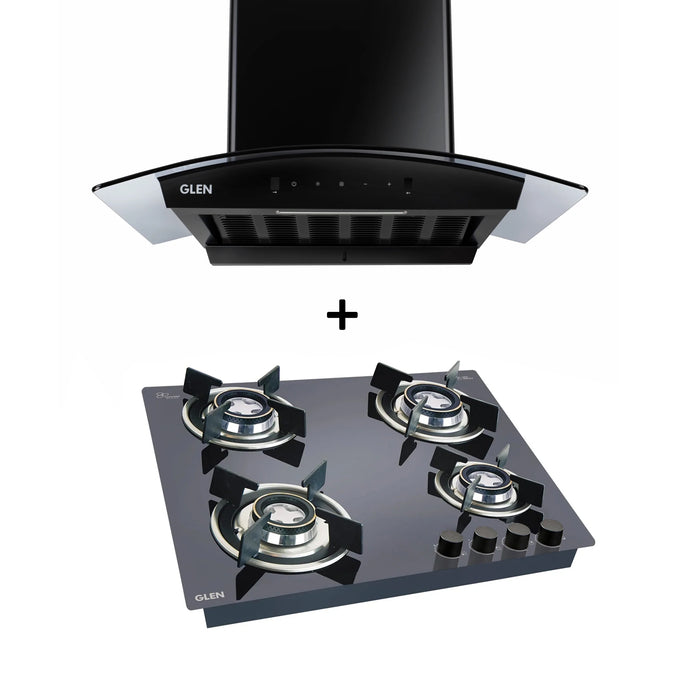 4 Burner Built In HobTop 1064 RO HT Double Brass (BH1064ROHTDB) + Auto Clean Chimney with Motion Sensor 60cm 1200 m3h (CH6058BLAC60)