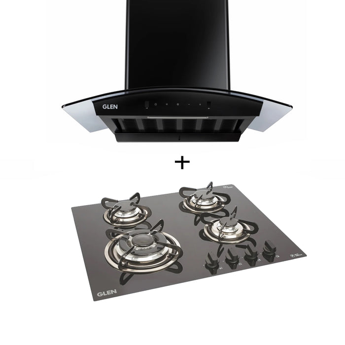 4 Burner Built-in Glass Hob Auto Ignition (1065 TRG ) + Auto Clean Chimney 60cm 1200m3h (CH6058BLAC60)