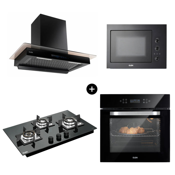 Built-In-Oven (BO-652MRT) + Built-in-Microwave (MO-676) + Built in Hob (BH1073SQHTMTR) + Cooker Hood 6062 BL BLDC AC 90cm (CH6062BLDCAC90)