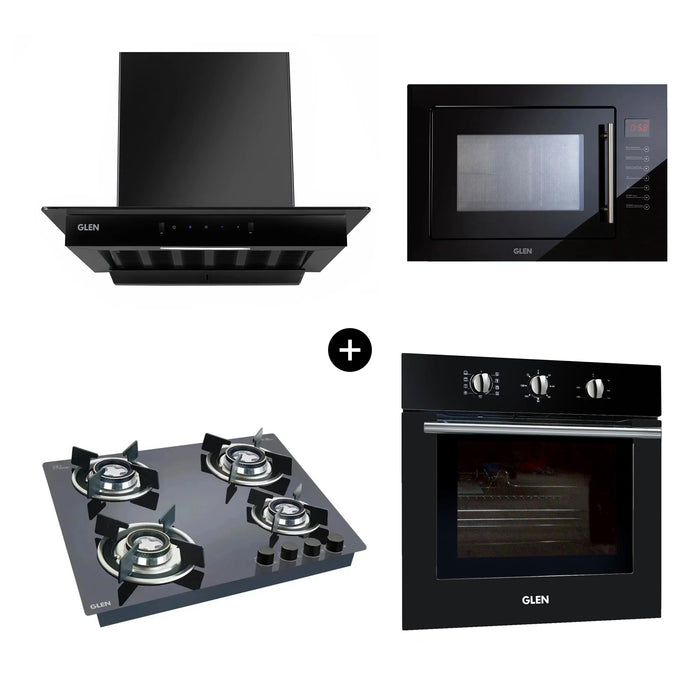 Built-In-Oven (BO-660MRTBL) + Glen Built-in-Microwave (MO-675) + Built In HobTop (BH1064ROHTDB) + Cooker Hood (CH6062SLBLAC60)