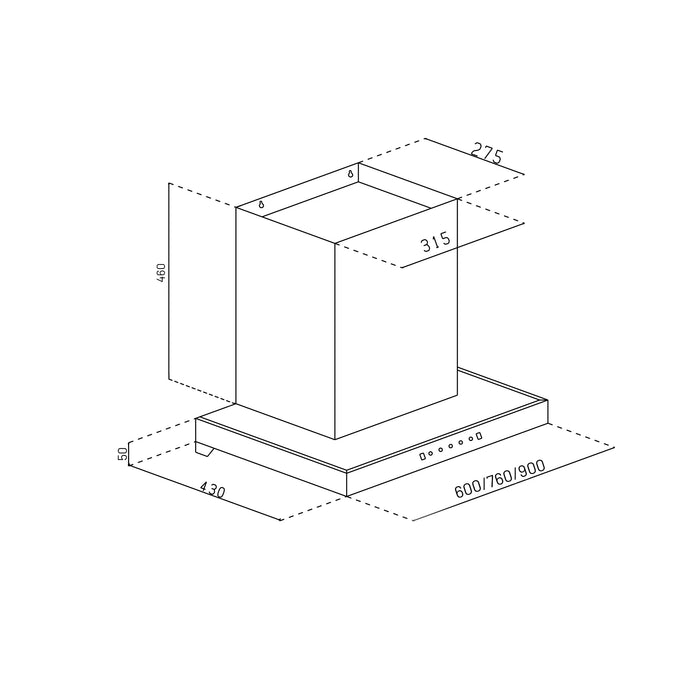 Auto Clean Filterless Chimney with Heat Sensor, 60/76/90cm 1400 m3/h - Black (CH 6052 HSR BL AC)