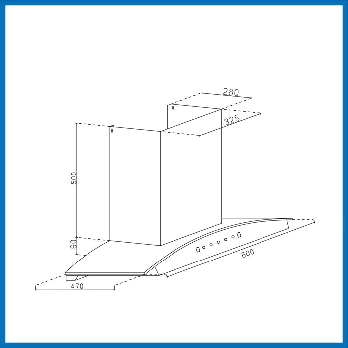 Auto Clean Filterless Chimney with Heat Sensor, 60/76/90cm 1500 m3/h - Black (CH6080HSRACBL)