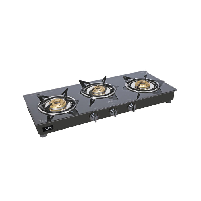 3 Burner  Glass Gas Stove Junior with Brass Burner (1030 GT JU BB)