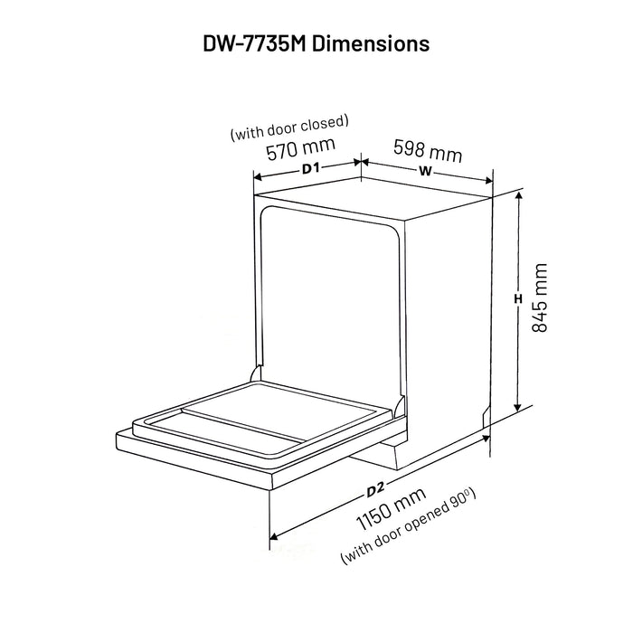 Built-in-Dishwasher 14 Place Setting SS Panel Electronic Controls (DW-7735M)