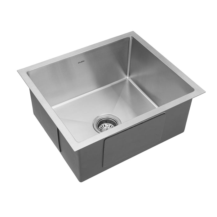 Stainless Steel Grade 304 Sink for Kitchen, Single Bowl Handmade Sink 24x18x9 inches, Matte Finish (KS-SH24189SBM)