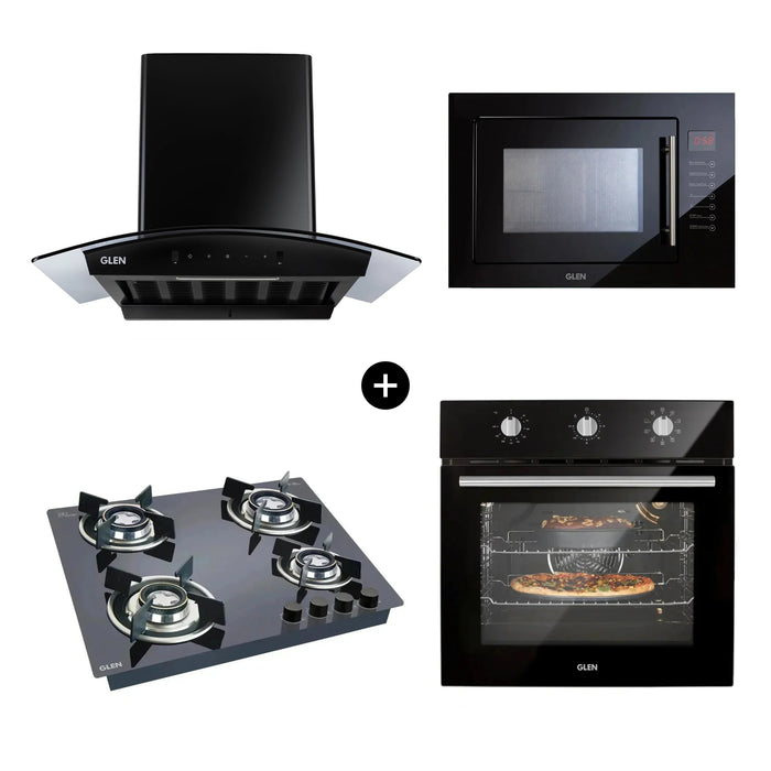 Built-In-Oven (BO-651MRTBL) + Built-in-Microwave (MO-675) + Built In HobTop (BH1064ROHTDB) + Auto Clean Chimney (CH6058BLAC60)