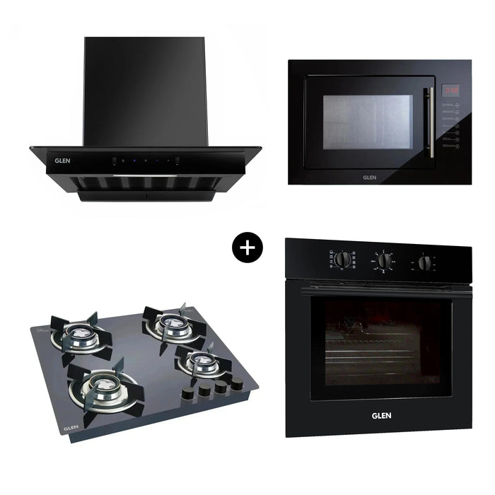 Built-In-Oven (BO-660MRTBL) + Glen Built-in-Microwave (MO-675) + Built In HobTop (BH1064ROHTDB) + Cooker Hood (CH6062SLBLAC60)