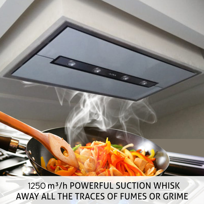 Kitchen Chimney Cassette Ceiling Mounted Remote Control Baffle filters 120cm 1250 m3/h -White (1010CS)