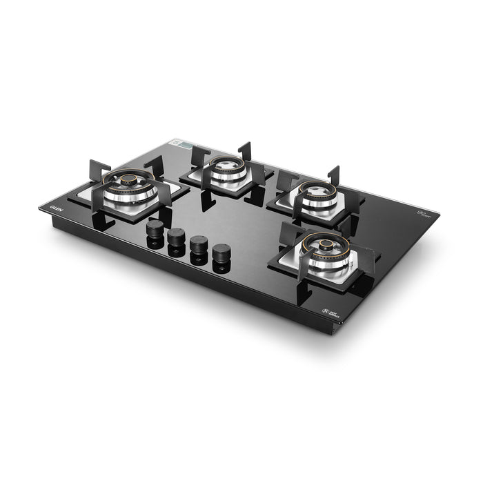 4 Burner Glass Gas Hob Top Triple Ring Burners Double Ring Forged Brass Burner Auto Ignition (1074SQHT2TR)