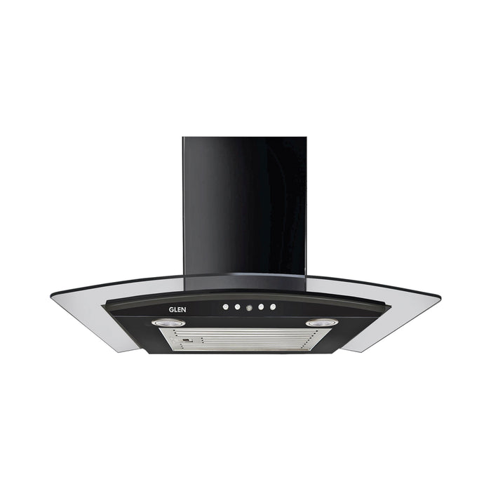 Kitchen Chimney Curved Glass with Push Button Baffle filters 60cm 1000 m3/h -Black (6071 EX BL)