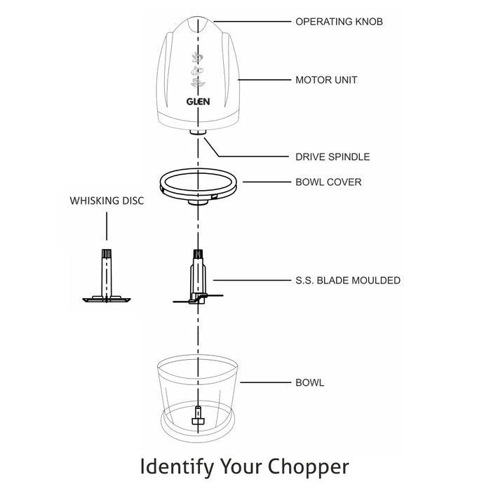 Electric Vegetable Chopper, Whisking Disc Chops Nuts  0.4 Litres Bowl, 200W - Black (4041BL)