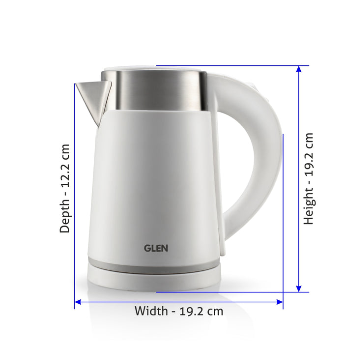 Electric Kettle 0.8 Litre Plastic Clad Stainless Steel, 360° Rotation Base, Auto Shutoff, 800 W - White/Red/Black (9004)