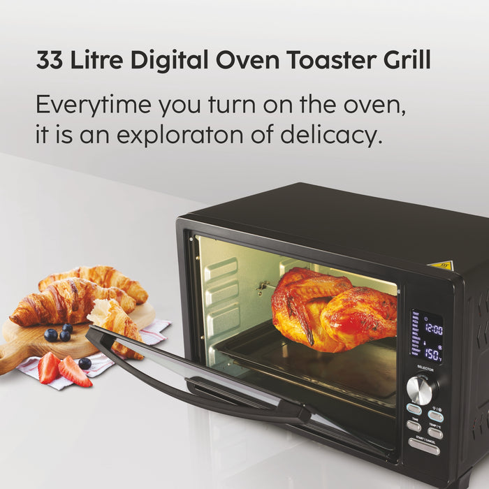 Oven Toaster Griller (OTG) -33 Litres, Digital, Full Back Convection, Motorized Rotisserie, 1500W Power - Black (5033DIGI)