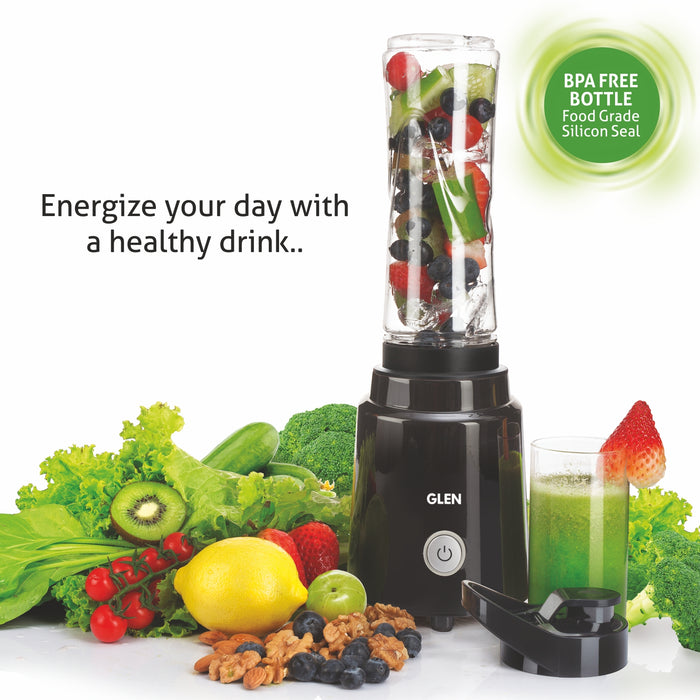 Electric Personal Blender 200W 0.6 Litres BPA free Bottle with carry handle - Black (4047 BL)