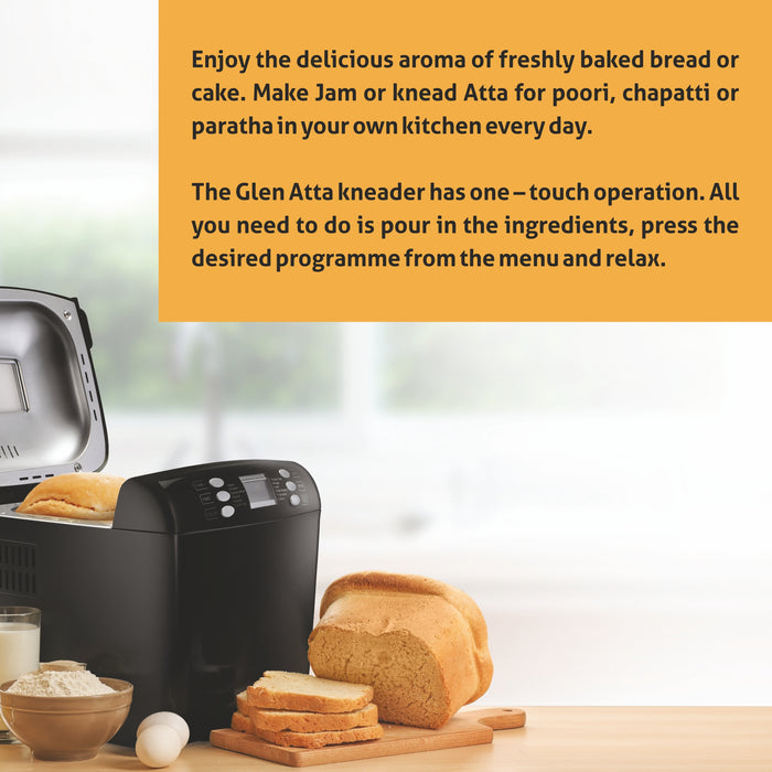 Atta Kneader & Bread Maker, Fully Automatic, 12 Pre-Set Functions, Electronic Control Panel - Black (3039)