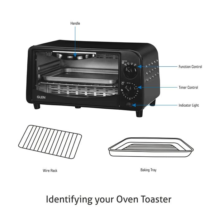 Toaster Griller - 9 Litre 800W Power Quartz Heating Elements - Black (5009)