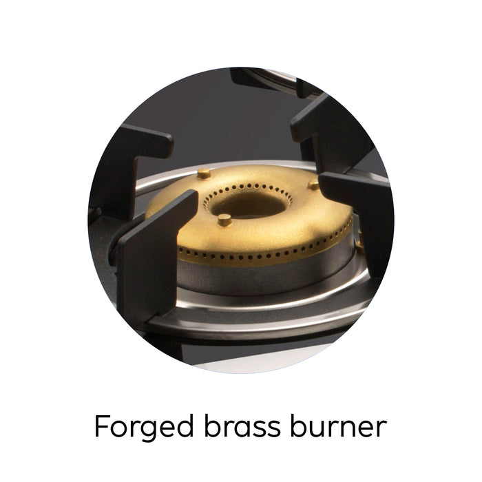 4 Burner Free Standing Glass Hob Forged Brass Burner Flame Failure Device Auto Ignition (1074 FS FB BW FFD AI)