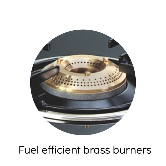 3 Burner LPG Glass Gas Stove with Brass Burner - 1031GTEX