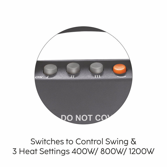 Electric Halogen Room Heater with 3 Heat Settings Grey/Black- HA7017