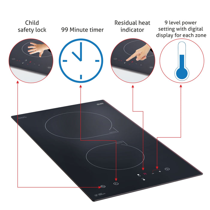 2 Zone Built-in Induction Hob Touch Control  3500W  (1013 IC)