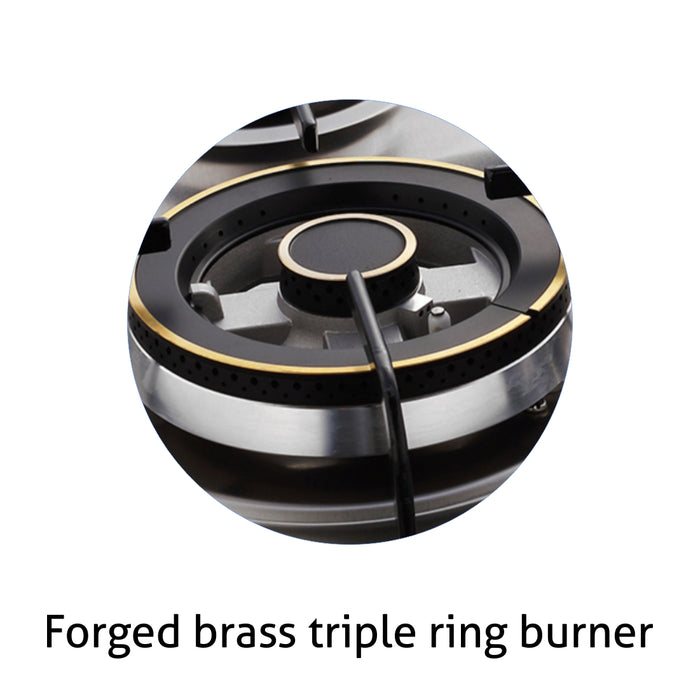 4 Burner Stainless Steel Built in Hob Triple Ring, Double Ring Forged Brass Burners Auto Ignition (1061 DBTRSS)