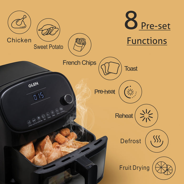 Air Fryer, 5.5 Litre Digital Controls, 8 Pre Set Menu Timer, Temperature Control, 1350W -Black (3047 BL)