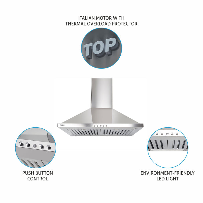 Electric Kitchen Chimney Junior, Pyramid Shape Baffle filters 60cm 1000 m3/h -Silver (6050 SS DX)